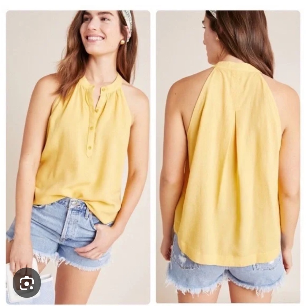 Cloth‎ & Stone For Anthropologie Yellow Henley Halter Top Size Small NWT